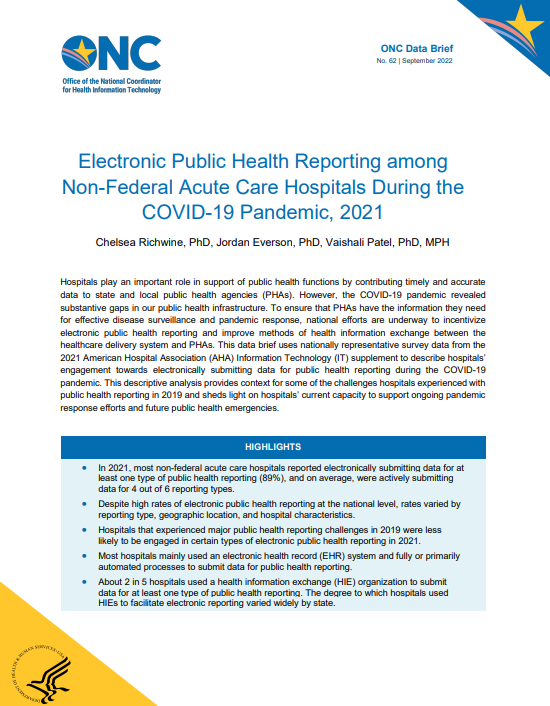 Electronic Public Health Reporting among Non-Federal Acute Care Hospitals During the COVID-19 Pandemic, 2021