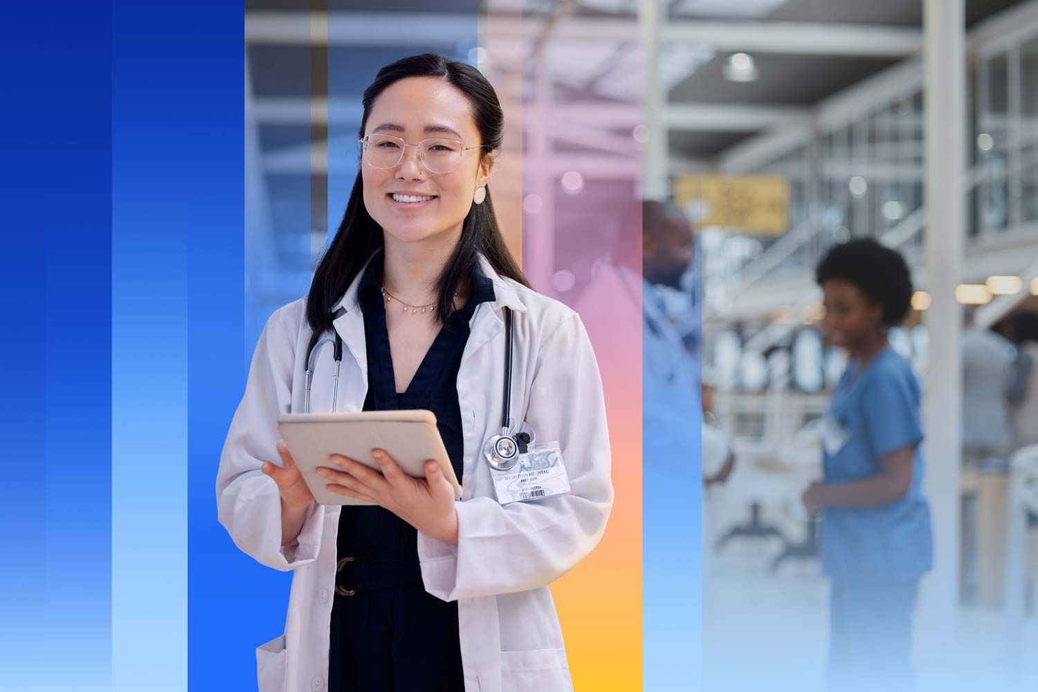 Clinician on a device in office setting