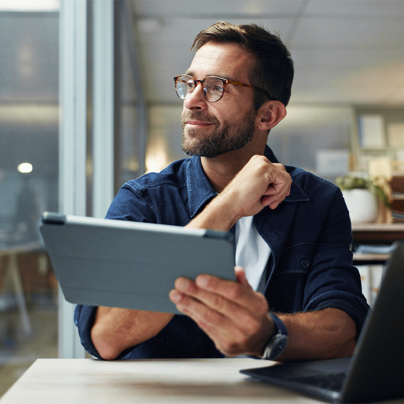 Person working with reports and data