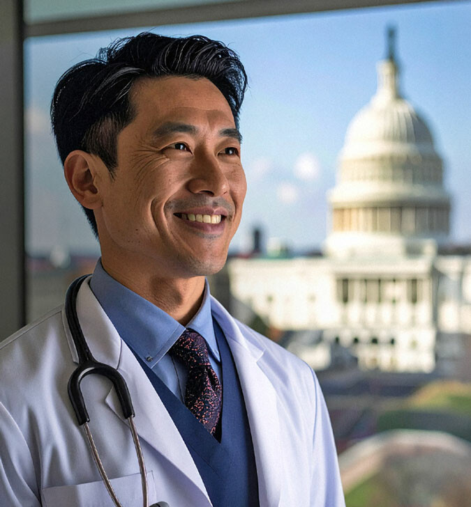 Physician overlooking the US Capitol Building 